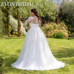 EVON BRIDAL Long Sleeve Wedding Dress Plus Size 2025 V-Neck Chiffon Bride Gown A-Line Lace Applique Vestidos Novias Boda Custom