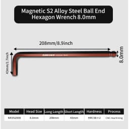 1PC Hex Key Magnetic Ball End S2 Steel With T-Handle Hex Key 1.5MM-10MM Allen Wrench