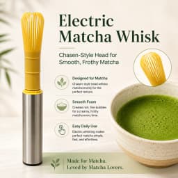 Portable USB Rechargeable Matcha Mixer with Bamboo-Style Whisk Head and Protective Storage Cover for Green Tea Preparation