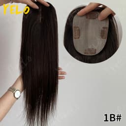 17 Inch Human Hair Toppers With 4 Clips 100% Straight Human Hair Topper Human Hairpieces 4inch×5inch Injection Base for Women