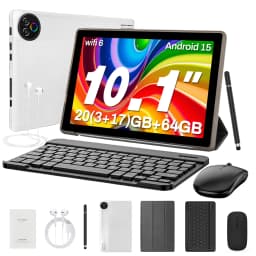KB1001L Tablet Set 10.1 Inch A333 Five-Core Tablet PC 20GB(3+17) RAM 64GB ROM Android 15 1280*800 HD Screen 5000mAh With Keyboard Mouse Stylus Pen Earphone White Black Optional Adult Tablet Bundle