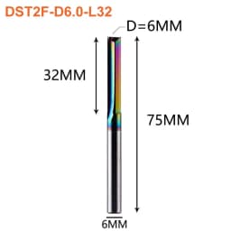 Dreanique 1pc 3.175 4 6 8mm Shank DLC Coatting 2 Flutes Carbide Straight Flute End Mill Bit CNC Milling Tool Slot Milling Cutter