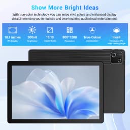 10.1 Inch Octa Core Tablet Bundle Android 15 Tablet 30GB(6+24) RAM 128GB ROM 1280*800 HD Screen 6200mAh Battery Keyboard Mouse Case Stylus Included Black Business Learning Tablet PC