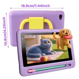 New K06 7" Kids Tablet PC Android16 24(3+21)GB Expanded RAM 128GB Storage Five‑Core Processor Shock‑Proof Protective Case Stylus Pen Learning Games Tablet For Boys Girls US Stock