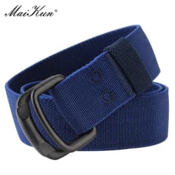 Maikun Double Metal Buckle Belt Elastic Nylon Elastic Men's Trendy Casual Belt Canvas Braided Belt