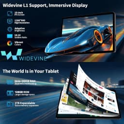 COLORROOM Android 16 Tablet 10.1" IPS, 26GB(6+20) RAM 128GB ROM, Dual Camera, 2.4G/5G WiFi, GMS, Tablet with Case for Work Study