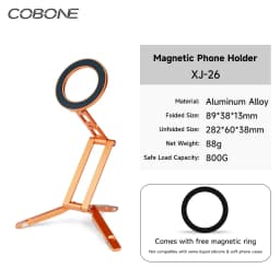 COBONE Magnetic Phone Tripod Holder Foldable Adjustable with Arca-Swiss for Phone Vlog Portable Desktop Phone Mount for Travel