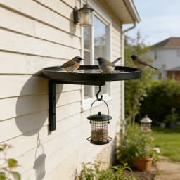 Wall Mounted Metal Bird Bath with Feeder Hook, Durable Outdoor Bird Bath Bowl for Garden, Patio & Fence, Easy to Install for Wil