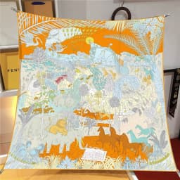 Silk Scarf Women Trees Printed Square Scarves Head Echarpes Silk Foulards Femme Wraps Beach Shawls Bandana Lady Hijabs 90CM