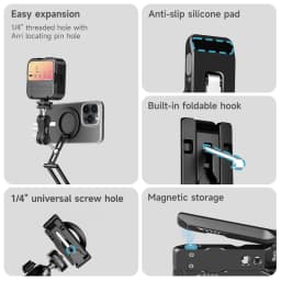 COBONE Magnetic Phone Tripod Holder Foldable Adjustable with Arca-Swiss for Phone Vlog Portable Desktop Phone Mount for Travel