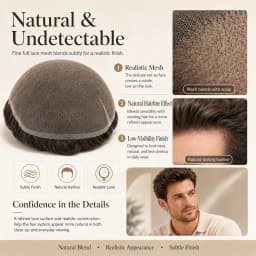 Topunique Full Swiss Lace 90% Light to Medium Light Men Toupee Capillary Prothesis Hair Replacement System Hair Piece For Men