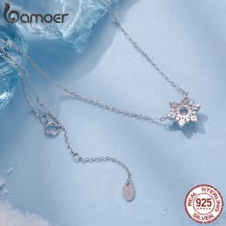 Bamoer 925 Sterling Silver Ice Flower Jewelry Set Double Snowflakes Open Ring Spring Hoop Earrings for Women Sparkling Gift