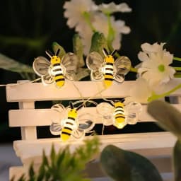20-Bee LED String Lights - Warm White, Battery-Operated, Energy-Efficient, for Indoor/Outdoor Decor, Seasonal Celebrations