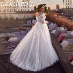 EVON BRIDAL Plus Size Wedding Dresses For Bride Long Sleeves V-Neck Bride Gowns A-Line Vestidos De Novia Talla Grande Customized