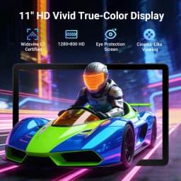 11 inch Android 15 Tablet PC 24(4+20)GB RAM 128GB ROM A523 Octa‑Core HD LCD 6800(8200)mAh Adult Tablet Full Set with Keyboard Mouse Case Stylus Pen Headphones Charger White Black