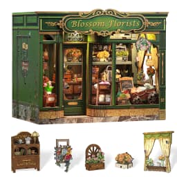Original CUTEBEE 22cm Book Nook Kit DIY Miniature House Coffee Shop Dollhouse Book Nook Kit 3D Wooden Puzzles for Adults Corner Coffee Shop Booknook Tiny House Bookshelf Decor 3D Wooden Puzzle for Adults DIY Hbby Craft Gift book fans gift christmas decort