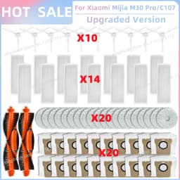 Fit For Xiaomi Mijia M30 Pro /C107 Robot Vacuum Parts Roller Side Brush Cover Hepa Filter Mop Cloth Bracket Dust Bag Accessories