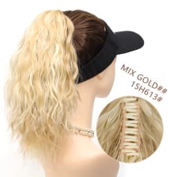 14‘’ Synthetic Short Wave Ponytail Claw Clip in Hair Extension Black Brown Gold Hairpiece for Women