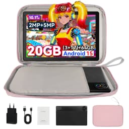 URAO KB1001 10.1 Inch A333 Five-Core Tablet PC Widevine L1 Certified Android 15 20GB(3+17GB Virtual) RAM 64GB ROM 5000mAh HD 800*1280 Screen White Black Dual Color Single Tablet 1TB TF Expand Streaming Office Learning Tablet