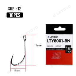 LETOYO forged shank Barbed oversize eye Fishhook for spoon lure High Carbon Steel black nickle spinner hook for Stream fishing