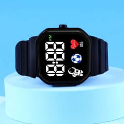 2-Piece Set of Black Silicone Digital Watches Paired with a Simple Football Series Bracelet Set, Suitable for Daily Wear and Various Occasions Such as Holiday Parties