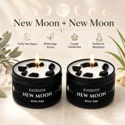 Waning Moon Scented Candle Soy Wax Lavender Scented Candles Silver Tin with Purple Crystal Chips Bestfriend Gifts Gift for Woman