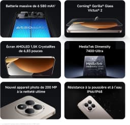 Xiaomi Redmi Note 15 Pro 5g, Smartphone 6580Mah Battery, Ip66/Ip68, 200Mp Camera, 6.83" 1.5K Amoled Display, Black and Blue, 2 Year Warranty, 100% Authentic & Brand New