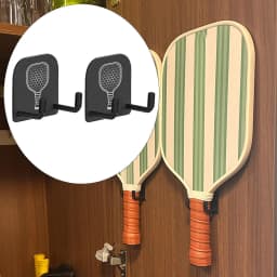 2Pcs Pickleball Paddle Rack Holds Badminton for Garage Workouts Tennis Court Fence Hooks Clip Fence and Wall Pickleball Paddle