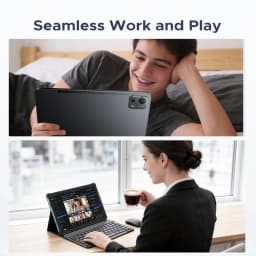 POCKAM P12PLUS 12-inch Android Tablet, 16 GB, 12,000 mAh/18 W, T7300 Octa-core, 2.4K at 120 Hz, 48GB RAM + 256GB ROM/2 TB microSD, Wi-Fi, 8MP + 13 MP, Gemini AI, Face ID, OTG, Tablet with Keyboard and Pen