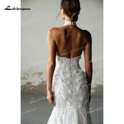 Sexy Halter High Neck Sleeveless Backless Lace Tulle Mermaid Wedding Dress Luxury 2025 Customized Bridal Gowns Vestidos De Novia