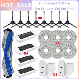 Fit For Ecovacs T30 Pro Omni / T30 OMNI, Ecovacs T30e Pro, YEEDI M12 ULTRA PLUS/M12 Pro+ Parts Brush Filter Bag Mop Cloth