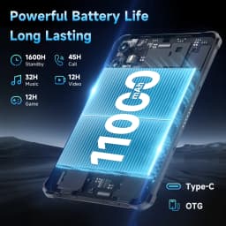 OUKITEL RT3 Plus Rugged Android 15 Tablet, 16GB+128GB 1TB Expandable Waterproof Tablets, 8 Inch HD Display, 1100mAh Battery