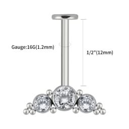 Right Grand ASTM F136 Titanium 16G Vertical Helix Cluster Earring Internally Threaded Medusa Ring Cartilage Monroe Lobe Piercing