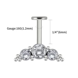 Right Grand ASTM F136 Titanium 16G Vertical Helix Cluster Earring Internally Threaded Medusa Ring Cartilage Monroe Lobe Piercing