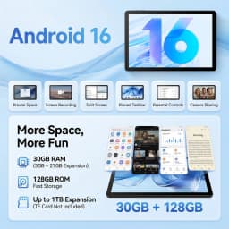 BUFO K6L 10.95 Inch Android 16 Tablet Bundle 30GB(3+27) RAM 128GB ROM A333 5-Core Processor 1280*800 IPS Screen 7800mAh Battery 5MP+8MP Camera Expandable 1TB TF With Keyboard Case Stylus Mouse Earphone Full Productivity Suite Tablet PC