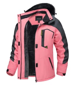 TACVASEN Winter Ski Snowboard Jacket Womens Waterproof Thermal Heavy Fleece Jackets Casual Work Rain Work Coat Windbreaker Parka