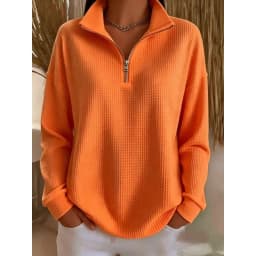 Zipper Pullover Hoodie Regular Fit Commuter with Casual Elegant Commuter Standard Length No Hood Regular Length Women Hoodie
