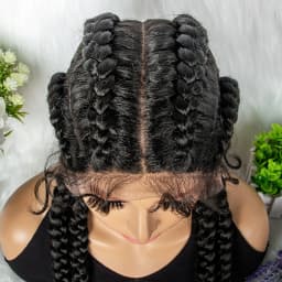 32 inches Large Four Braid Lace Wig for Black Women Braided Wig Full Lace Box Braids Wig Women Synthetic Braided