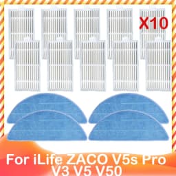 For ILife ZACO V5s Pro V3 V5 V5s V3s V50 X5 Spare Side Brush HEPA Pre Filter Mop Cloth Robot Vacuum Cleaner