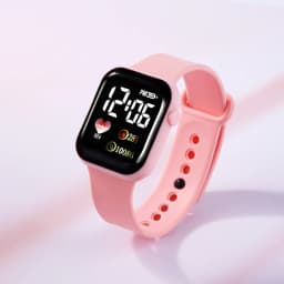 6-Piece Set of Children's Electronic Watches with Pink Butterfly Series Accessories, Luminous Led Time Display, No Smart Functions, Exquisite Birthday Gift, Delicate and Cute, for Girls
