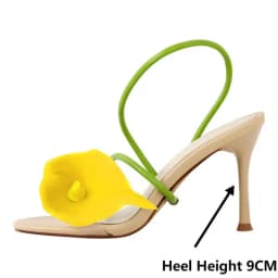 Onlymaker Women Open Toe Elegant Calla Lily Flower Sandals Wedding Heels Dressy Slingback Kitten Heel Summer Strappy Sandals