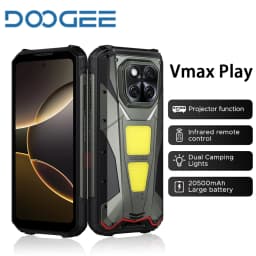DOOGEE V Max Play Projector Rugged Phone 16GB+512GB 20500mAh 200MP Smartphon 5G 6.78" Display Dual Camping Lights Android 15 NFC