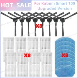 Fit For ( Kabum Smart 100 KBSF007, Nedis WIFIVCR001CBK, Nedis WIFIVCB01 ) Vacuum Parts Side Brush FIlter Mop Cloth Rubber Strip