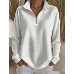 Zipper Pullover Hoodie Regular Fit Commuter with Casual Elegant Commuter Standard Length No Hood Regular Length Women Hoodie