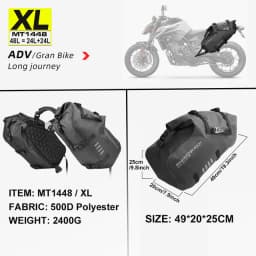 Rhinowalk 2 Pcs Motorcycle Saddle Side Pannier Bag 18L/28L/48L Waterproof Universal Motorbike Riding Luggage Storage Travel Bag