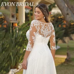 EVON BRIDAL Civil 3/4 Sleeves Plus Size Wedding Dress For Bride V-Neck Chiffon Bride Gown Robe De Mariée A-Line Customized