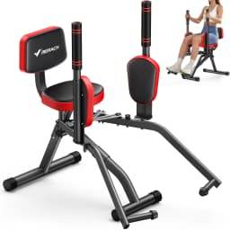 MERACH Hip Abductor Machine Butt Toning Leg Trainer Adjustable Resistance Glute & Outer Thigh Workout Equipment for Home Gym Booty Builder with Bands and Dual Foot Bar 360° Rotating Leg Pads for Women/Sedentary/Postpartum Recovery
