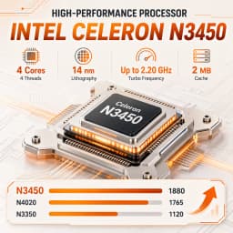 15.6 Inch Laptop Intel Celeron N3450 Quad Core,4GB/8GB RAM 128GB/256GB SSD DDR4, Full HD 1920x1080 IPS Display, Windows 11 Notebook, WiFi 5, HDMI, Webcam, Lightweight Computer for Study Office Business, France Stock Multi Language Keyboard Protective Fil