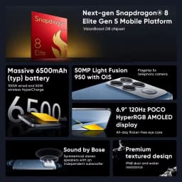 POCO F8 Ultra 5G NFC Smartphone Snapdragon 8 Elite Gen 5 Processor 6500mAh Battery 6.9" 120Hz AMOLED Display 50MP Triple Camera Cellphone