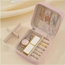 Ryp-983 Portable Jewelry Box - Mini Case with Mirror and Dividers, for Travel and Gifts